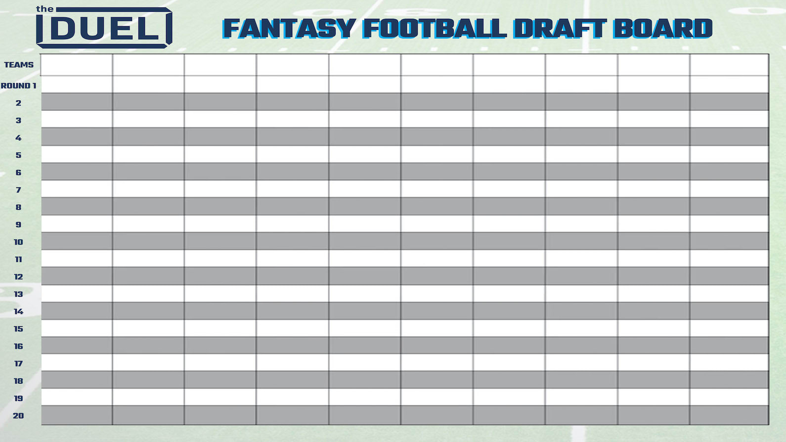 Fantasy Football Draft Sheet  Printable Fantasy Football Draft